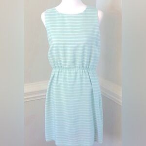 J. Crew Crew Neck Seaglass (Green/Blue) and White Sleeveless Sundress